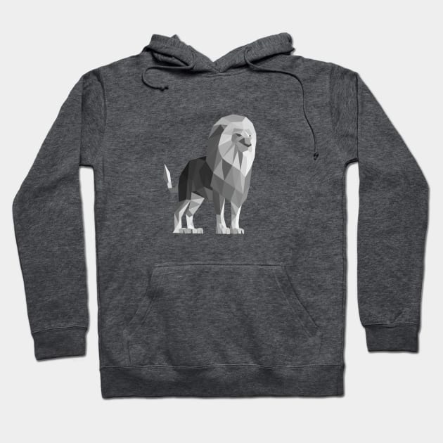 Grey Geometric Lion Hoodie by shaldesign